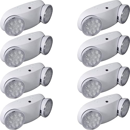 Miniatura 9 de Luz de emergencia LED con batería de respaldo, dos cabezales ajustables, luz de emergencia comercial estándar de EE. UU. 120-277V (UL 94V-0), luz de