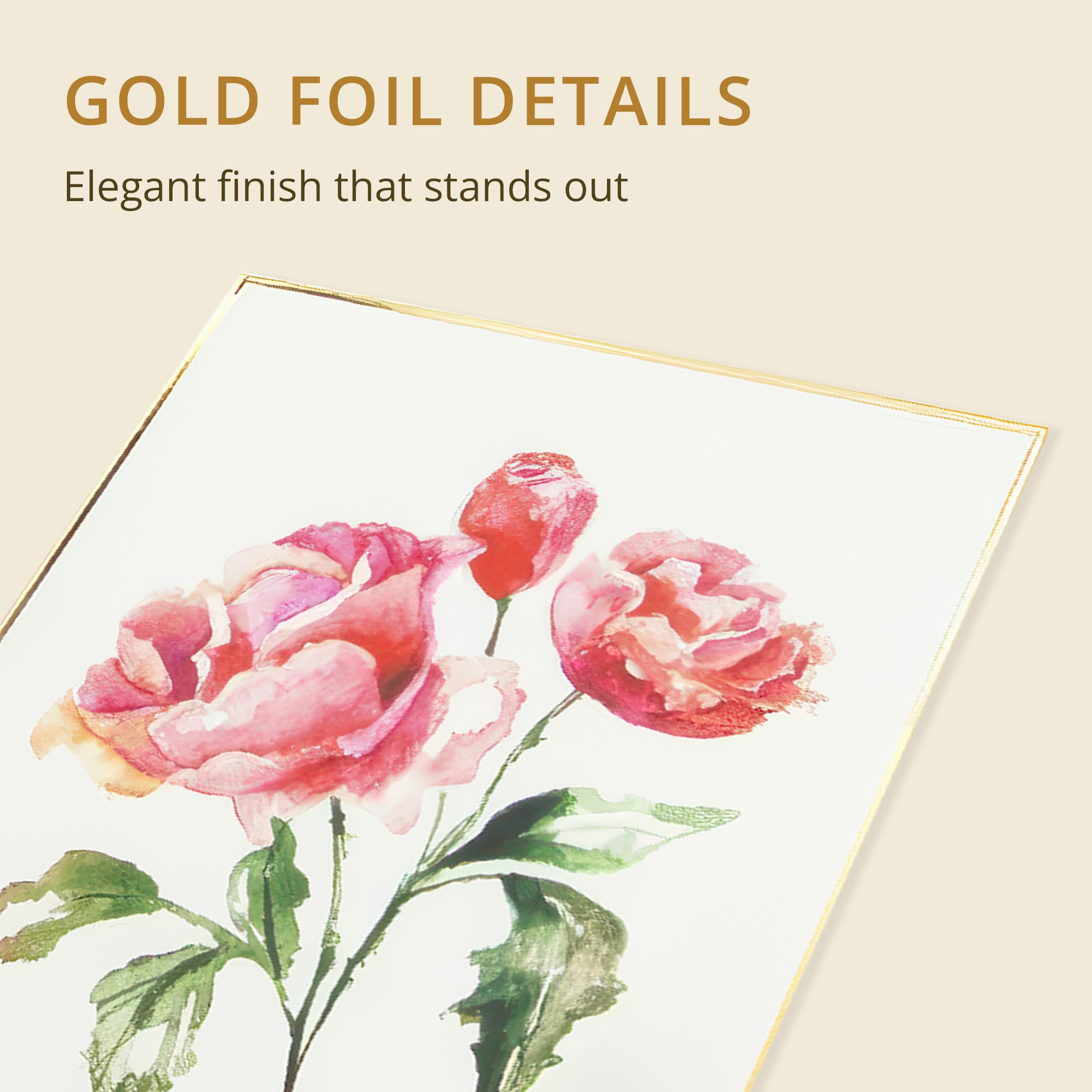Graphique Grußkarten mit Aquarellblumen, 20 Stück, blanko Notizkarten mit Umschlägen, 4 verschiedene Blumen-Designs mit Goldfolien-Rändern, Box für personalisierte Notizen, 10,8 x 15,2 cm