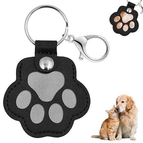 Pet Memorial Gifts for Dogs Cats, Leather Paw Print Pet