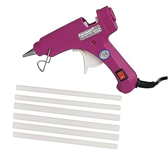 Fadman Electric 20W Magenta Mini Hot Melt Glue Gun With 6 Pcs Hot Melt Glue Stick Standard Temperature Corded Glue Gun (7 mm)