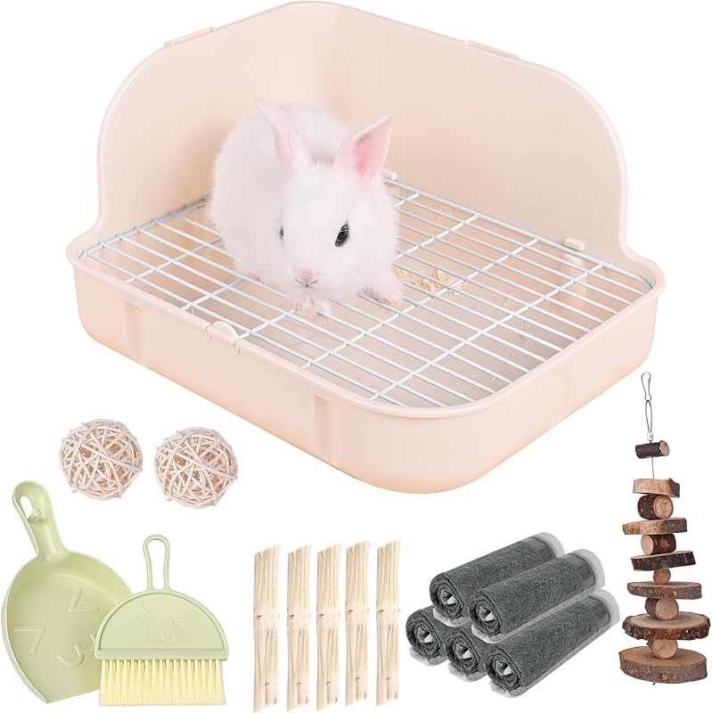 Caixa de Areia para Coelhos e Pequenos Animais RUBYHOME em Plástico PP Branco 29,0 x 22,4 x 16,0 cm