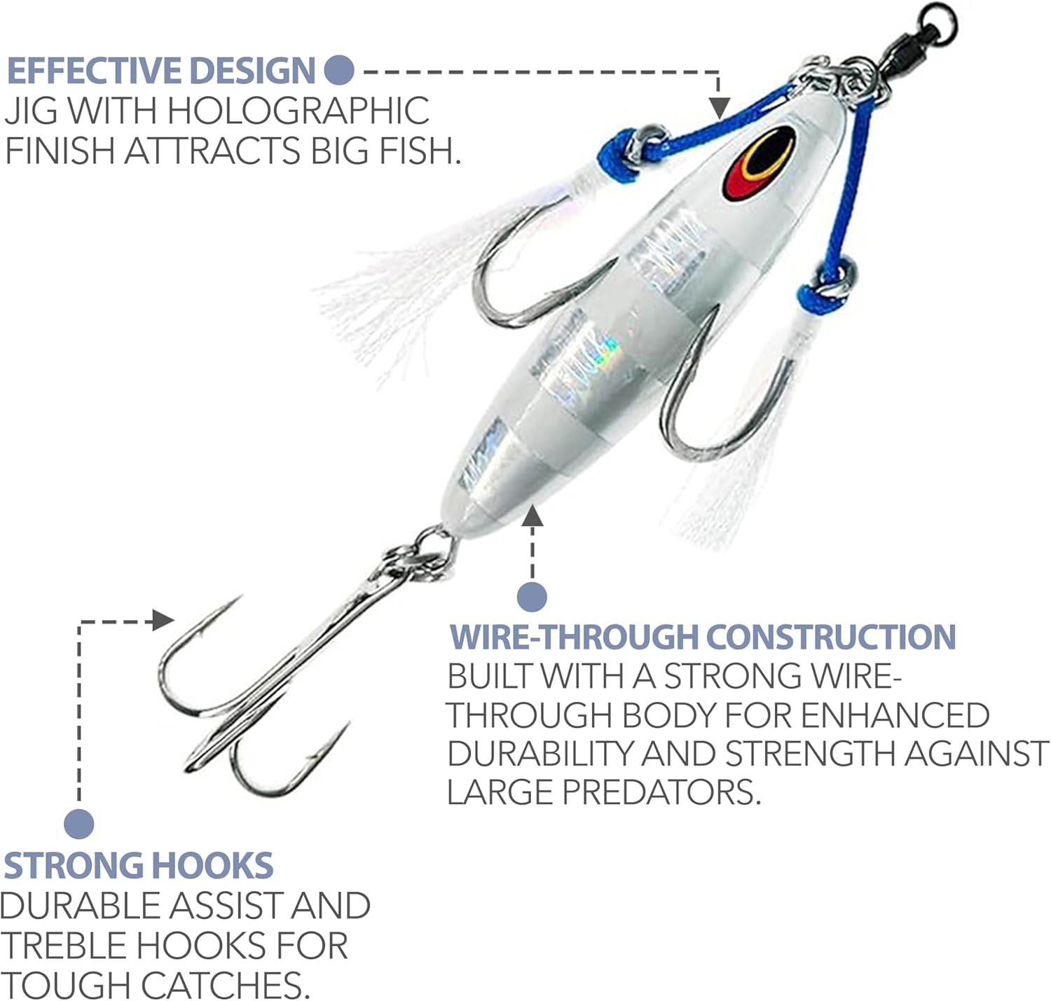 5" Eddie Bomb Jigs 16oz,2 Pcs, Silver Zebra Glow, for Heavy Vertical Jigging, Ideal for Bluefin Tuna & Deep Sea Saltwater Fishing