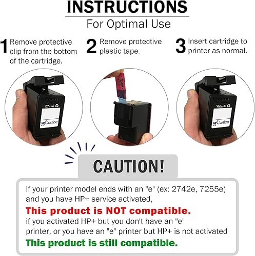 Miniatura 4 de Cartlee Cartucho de tinta remanufacturado de repuesto para HP Ink 67 XL para cartuchos HP 67xl negro 67 cartuchos negro 67xl para impresora Envy