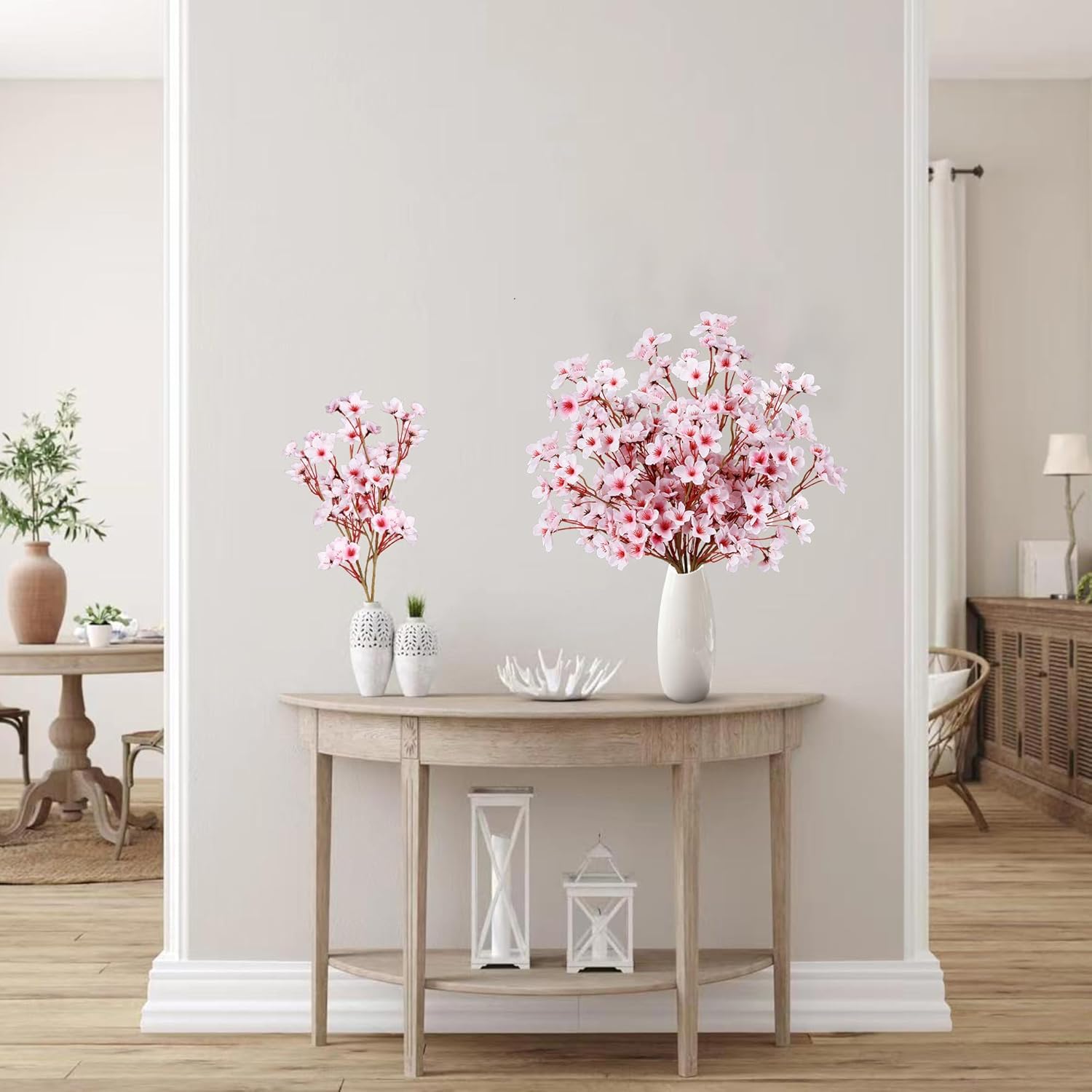 Sggvecsy Artificial Cherry Blossom Flowers 8 Pcs Faux Cherry Blossom Stems Faux Silk Cherry Blossom Branches 15.7’’ Fake Peach Flowers for Vase Arrangements Home Wedding Table Decor (Pink) - Image 4