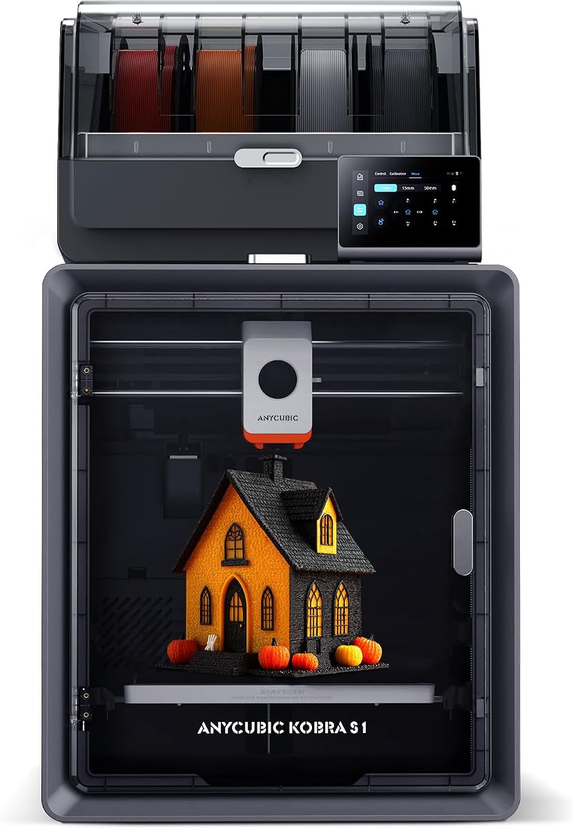 Anycubic Kobra S1 Combo Multi-Color 3D Printer, Fast 600mm/s Printing | Native 4 Color, Auto Leveling with Auto Calibration Anycubic App One-Click Printing 250 x250x250mm Build Size