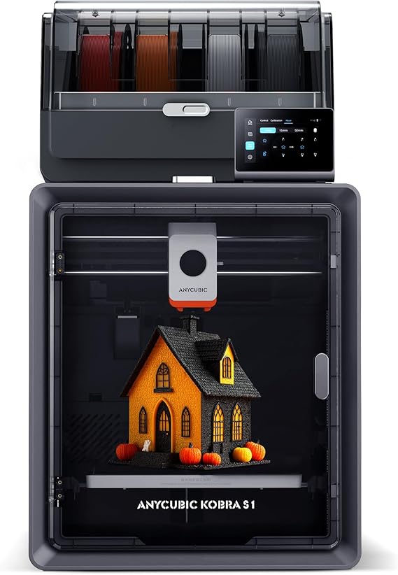 Anycubic Kobra S1 Combo Multi-Color 3D Printer, Fast 600mm/s Printing Auto Leveling with Auto Calibration Anycubic App One-Click Printing 250 x250x250mm Build Size