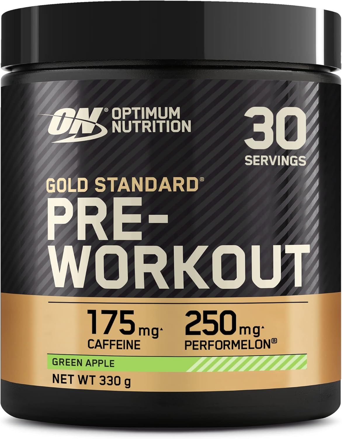 Optimum Nutrition Gold Standard Pre Workout Powder, Energiedrank met Creatine Monohydraat, Beta Alanine, Cafeïne en Vitamine B Complex, Voedingssupplement, Groene Appel smaak, 30 porties, 330 g