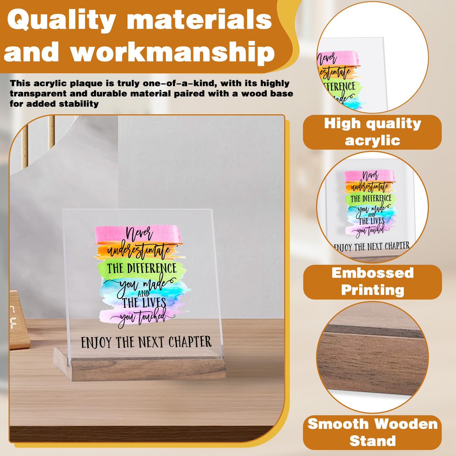 Donmnemb Acrylic Inspirational Desk Decorations, Farewell Decorations Party for Coworker Going Away Gifts for Women (Style4) - Image 3