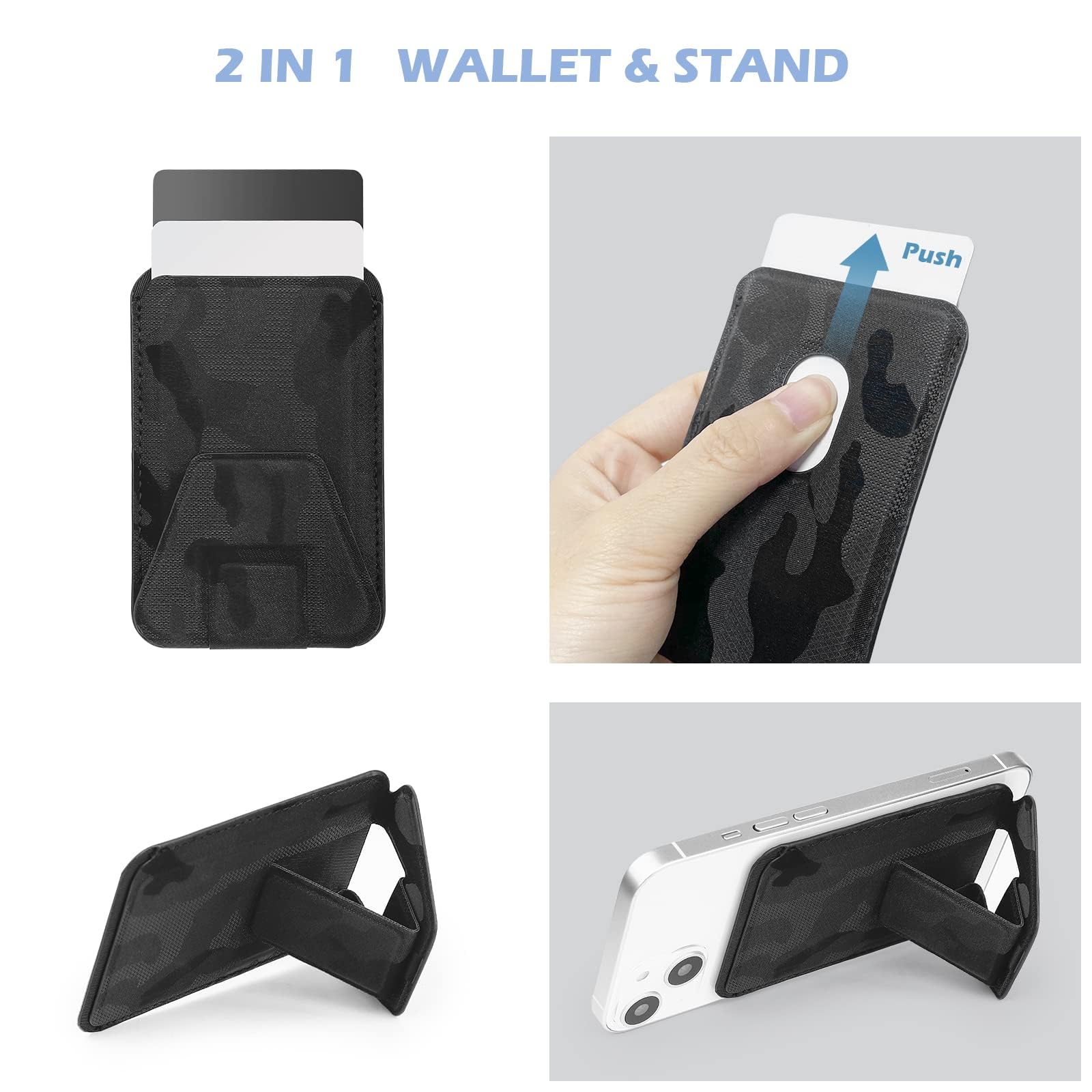 WALLFID Portafoglio in pelle con MagSafe compatibile con iPhone 12/13 Mini/Pro/Max, supporto RFID con magnete MagSafe