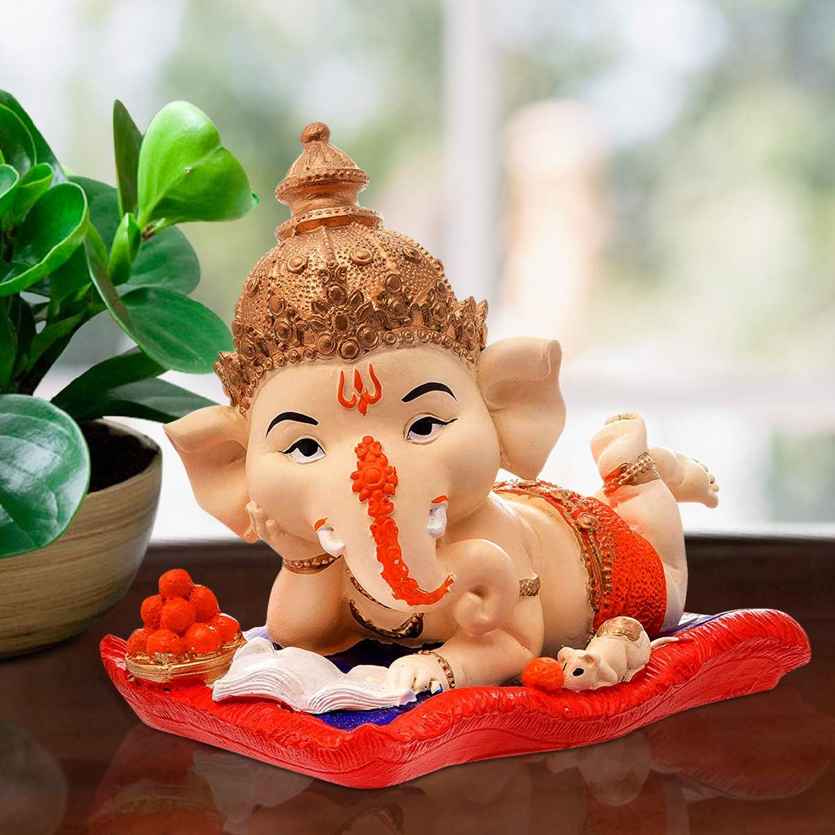 KARIGAARI India Handcrafted Polyresin Eco Friendly Lord Ganesha Ganpati Idol Figurine | Lord Ganesha Statue for Home Decoration (Multicolor)