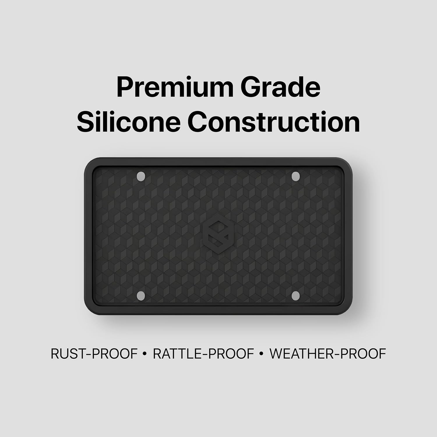 Rightcar Solutions Car Plate Frame, Silicone License Plate Frame, Rust-Proof Rattle-Proof Weather-Proof License Plate Holder for Front or Rear, Black, 1 Pack