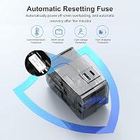 Amoner Univerzális Utazási Adapter USB-C és USB-A Portokkal - Nemzetközi Konverter Amerikai, Olasz, Angol, Japán, Francia Konnektorokhoz 5
