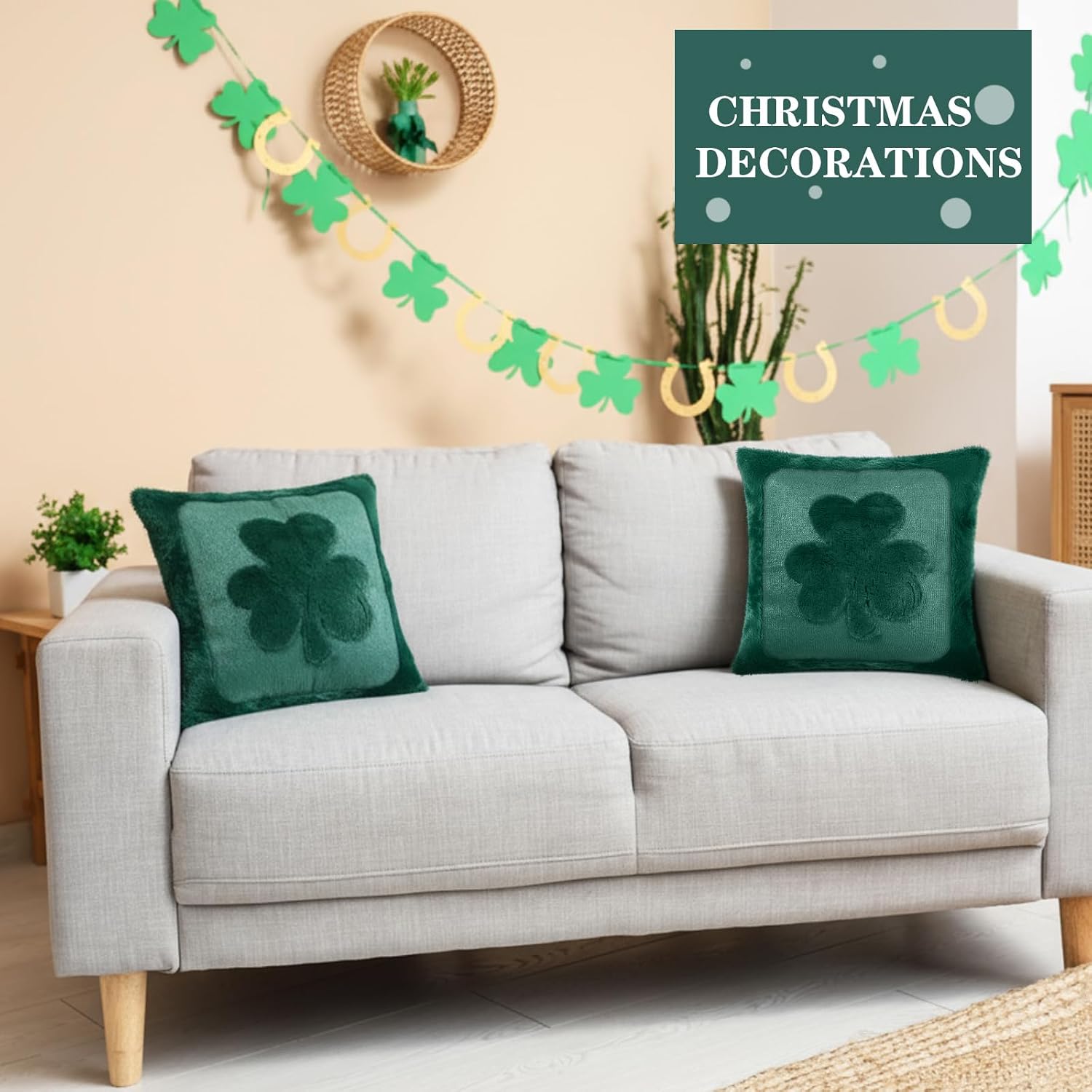 Newwiee St Patricks Day Shamrock Throw Pillow Covers 18x18 Inches image 3