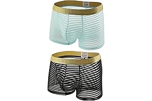 2 Pack of Breathable Men Boxer Briefs Transparent Shorts Mens Soft Underpants Sexy Underwear