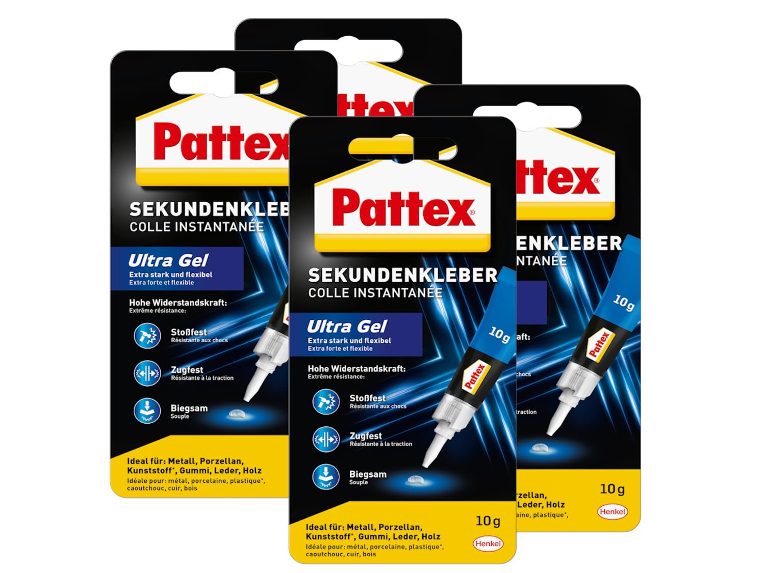 Pattex Sekundenkleber Ultra Gel (4er Pack (4x 10g))
