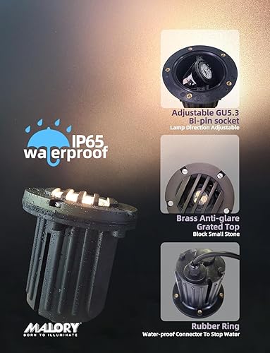 Miniatura 6 de Luces de pozo de paisaje de cubierta superior de latón, 12 V de bajo voltaje para exteriores en tierra, iluminación de paisaje para camino, entrada