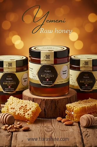 Miniatura 7 de TIARA Miel de Samar Yemení  100% cruda, pura y natural, certificado CFIA, sin pasteurizar, empaquetada en Canadá, calidad premium, 33.5 onzas