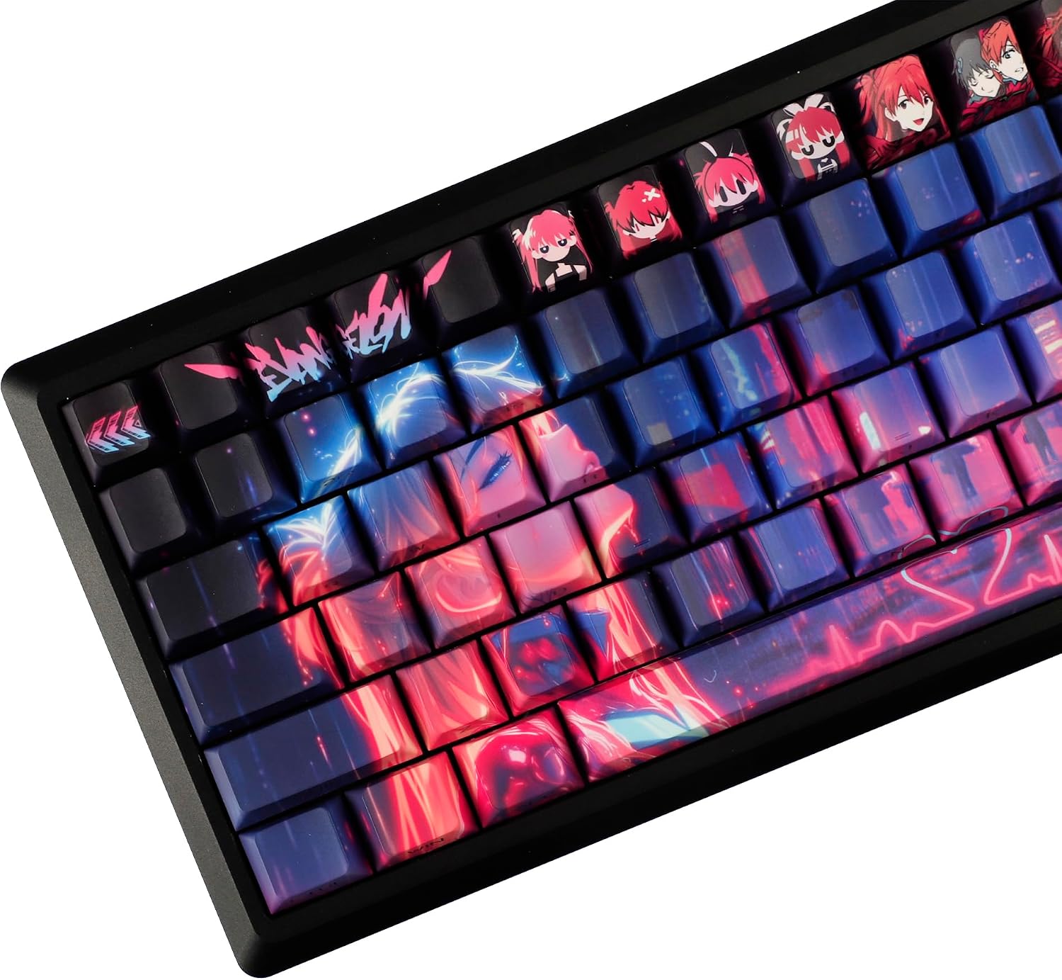YMDK Asuka Theme Keycaps Anime Full Set 131 Keys Side-lit Shine Through Dye Sub Cherry Profile Double Shot Custom Keycap for MX Mechanical Keyboard