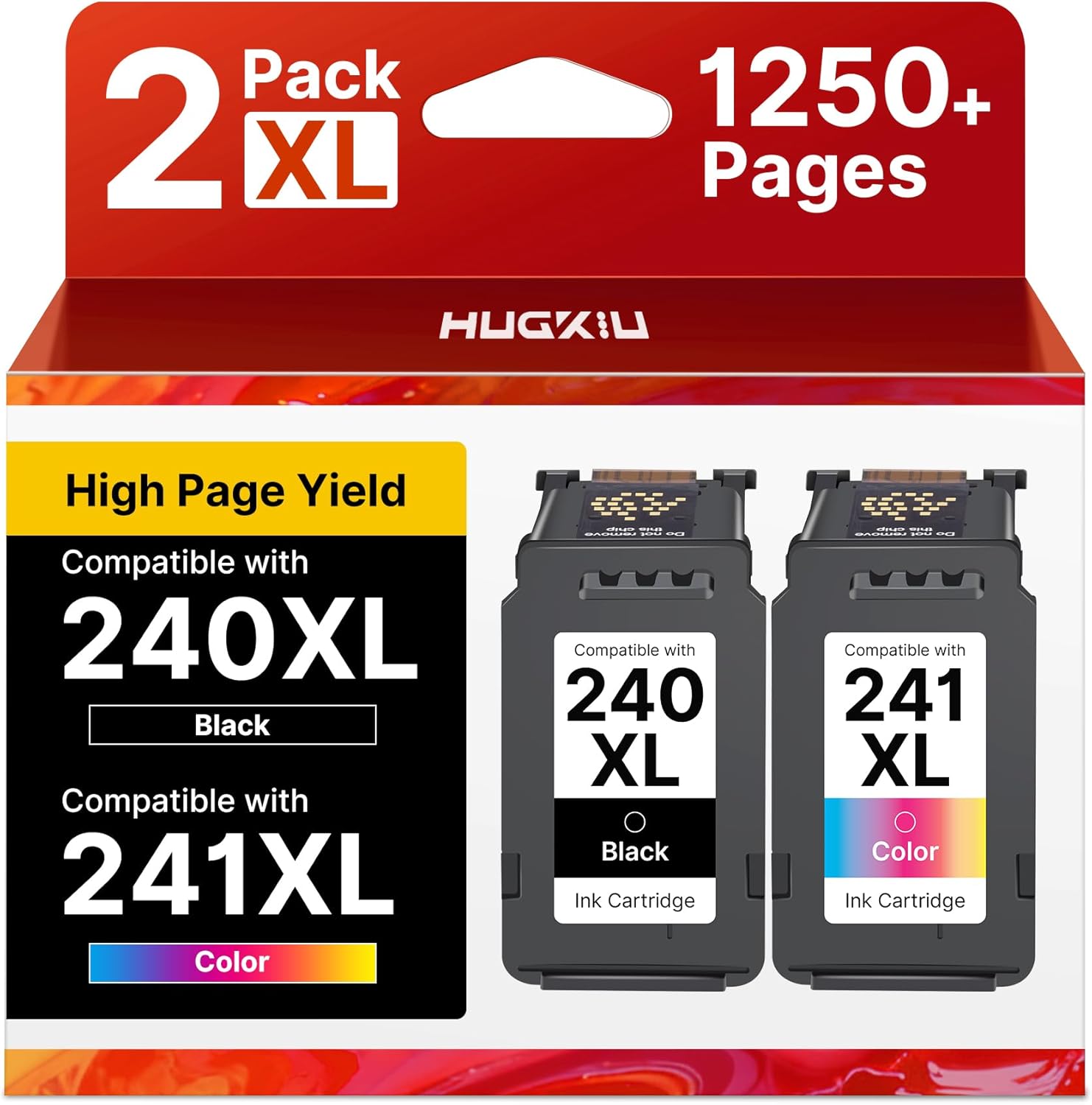 PG-240 XL/CL-241 XL Ink Cartridges Compatible for Canon 240XL 241XL Combo Pack Canon 240XL for Canon PIXMA MG3620 MG3520 TS5120 MG2120 MG3220 MX372 MX472 MX452 MX512 MX532 Printer (1 Black,1 Color)