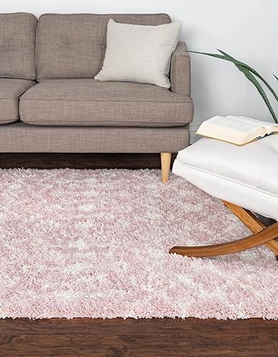 Unique Loom Alfombra marroquí Trellis Shag Collection - Meknes (9 x 12 pies, rectangular, rosa claromarfil)