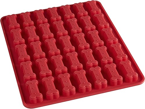 Mrs. Anderson's Baking Molde de galletas para perros, hace 35 golosinas, silicona antiadherente de grado europeo, color rojo