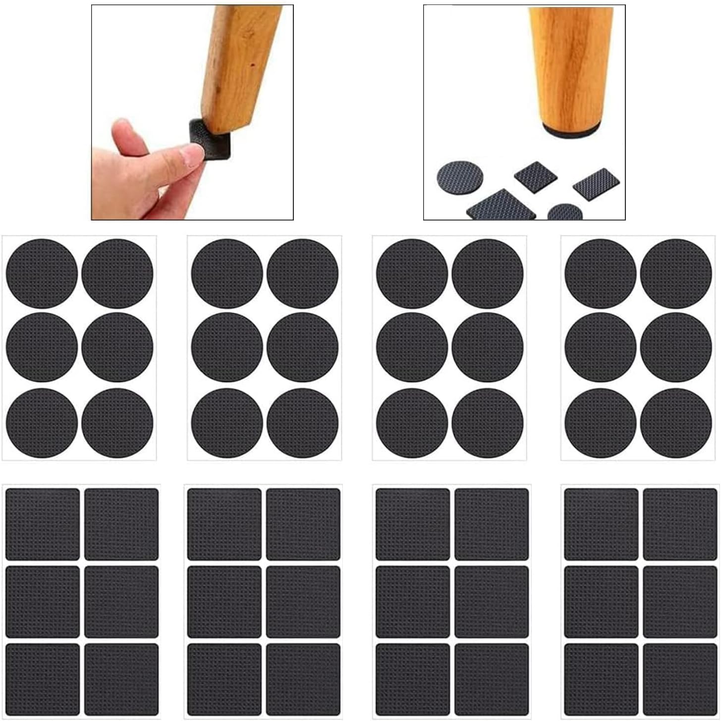 DMG TECH Furniture Feet Pads, 48 Non-Slip Rubber Furniture Pads, Wood Floor Protector, Self Adhesive Anti Slip Chair Leg Pads, Anti Scratch Thickened Multifunctional Table Foot Pad