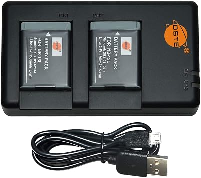 DSTE 2-Pack NB13L NB-13L Battery and Rapid Dual Charger Compatible for Canon PowerShot G5X G7X G9X G7 X Mark II G9X Mark II SX620 HS SX720 HS SX730 HS Camera