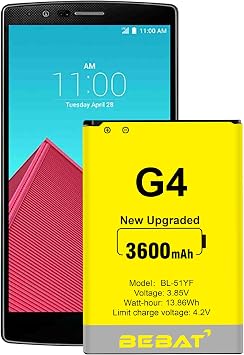 بطارية بديلة لـ LG G4،3600mAh عالية السعة الجديدة 0 دورة Li-ion BL-51YF بطارية LG G4 موديل LS991 US991 VS986 VS999 H812 H815 H810 H811 Vista 2 H740 STYLO LS770 H631 H634