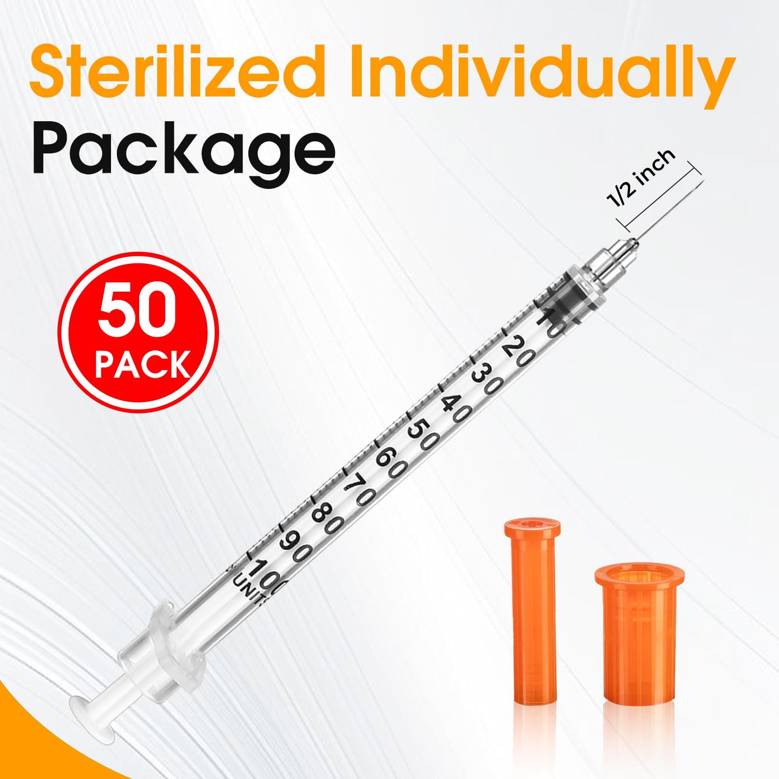 1ml 29 Gauge 1/2 Inch Syringe, Individually Packed , 50PACK — Amazon image 6