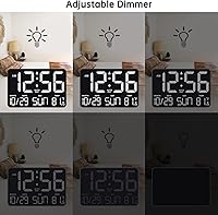 Vista 8 de Soobest Reloj digital con calendario de pared de gran pantalla con fecha, día de la semana, reloj despertador para escritorio de dormitorio