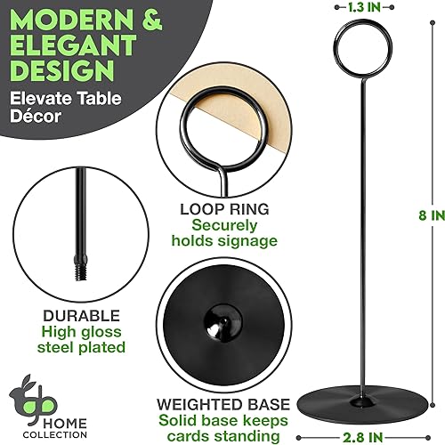 Miniatura 3 de 12 soportes de metal para números de mesa, 8 pulgadas, soporte negro para tarjetas de lugar, soportes para números de mesa, soportes para letreros