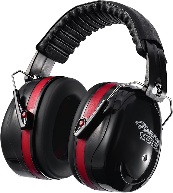 SAFEYEAR Noise Cancelling Ear Defenders Adult, Black SNR 32dB Ear Protectors Ear Muff for Men & Women, NNR 26dB Pro Over Hearing Protection Earmuff for Shooting, Sleeping, Industrial, Site Work etc
