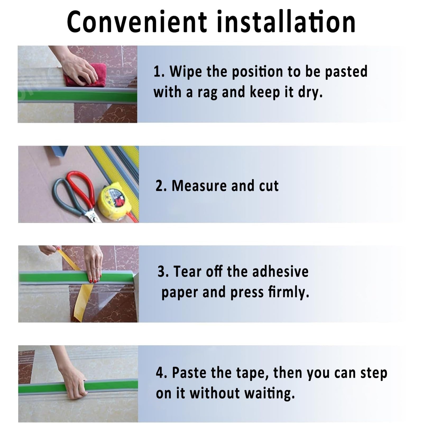 Tira antideslizante de PVC autoadhesiva para peldaños de escalera, perfil angular, para suelo de madera laminado, pasillo, color negro, 2,54 m