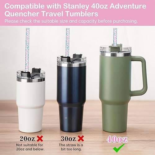 Miniatura 5 de NiHome Pajitas de 40 onzas, paquete de 10 popotes de repuesto de plástico para Stanley de 40 onzas, 12 pulgadas de largo, 0.35 pulgadas de diámetro,