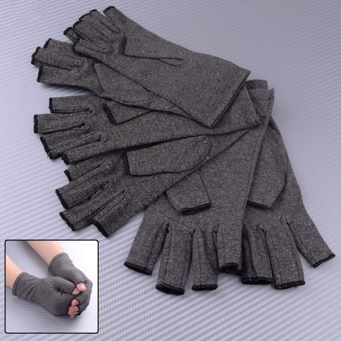 1 par Dedos Artritis Terapia Mano Alivio de los Dolores articulaires compresión Apoyo muñecas Guantes Gris Oscuro algodón y Spandex Large