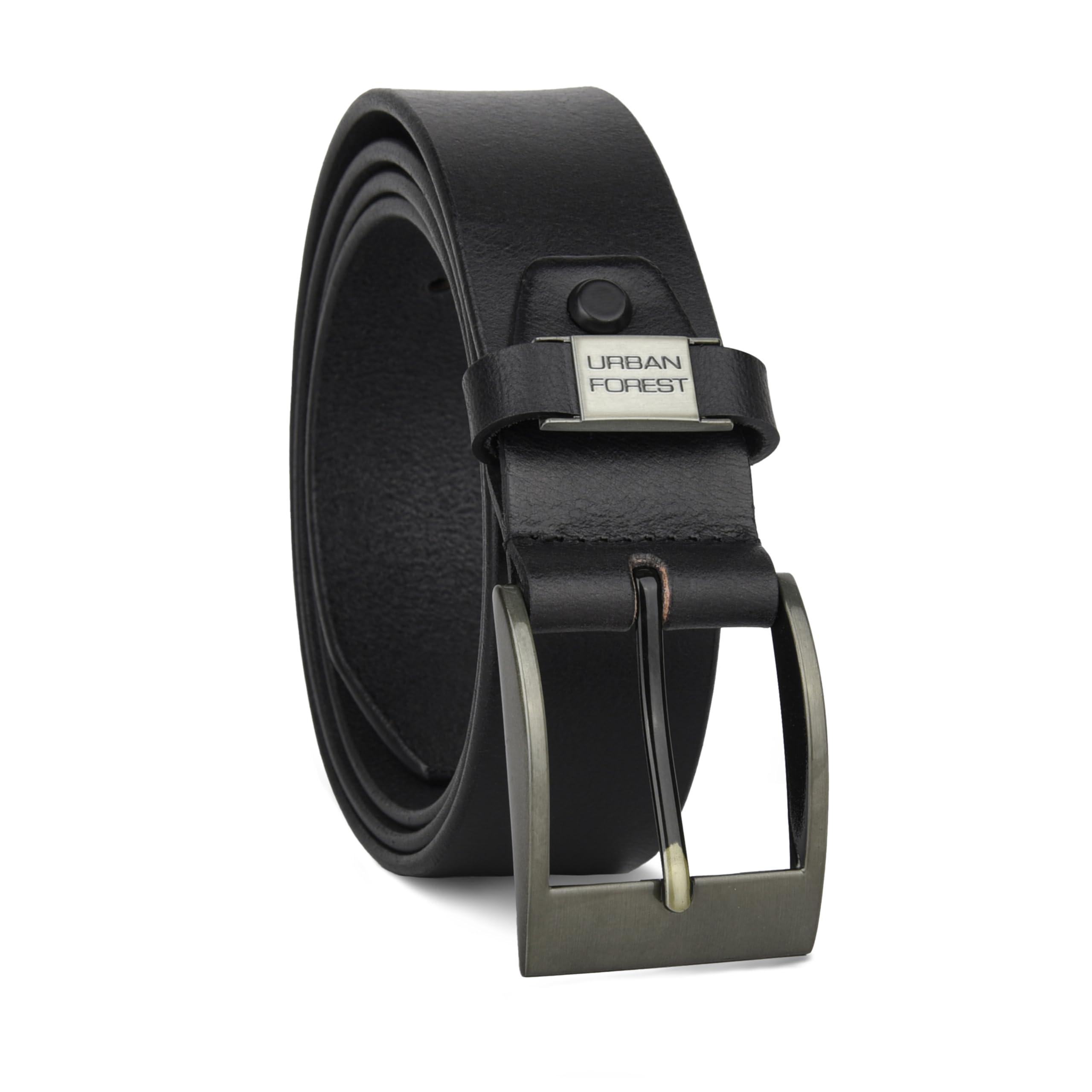 URBAN FOREST Axel Burnish Black Casual Leather Belt for Men