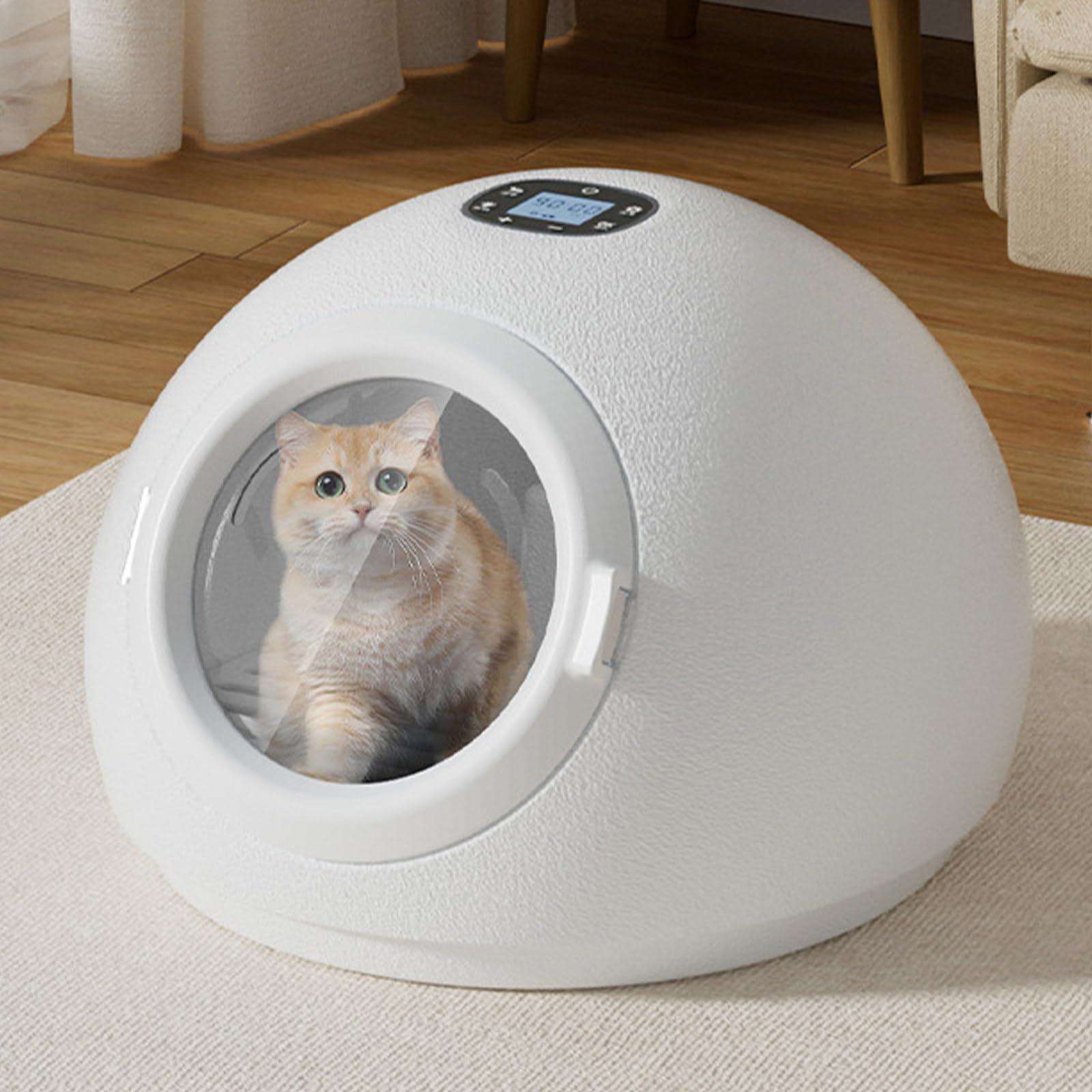 Naturalpowev Secador automático para Mascotas, secador silencioso para Gatos con Temperatura Ajustable e iluminación, Secado de Cuerpo Completo de 360°, gabinete de Secado para Mascotas de 55L,110V
