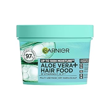 Garnier Fructis Aloe Vera+ Hair food - 100h Moisture Multi-UseMask, For Dry Hair & Scalp - Aloe Vera + Vitamins C, E, F - Cruelty Free International & Vegan - 400ml