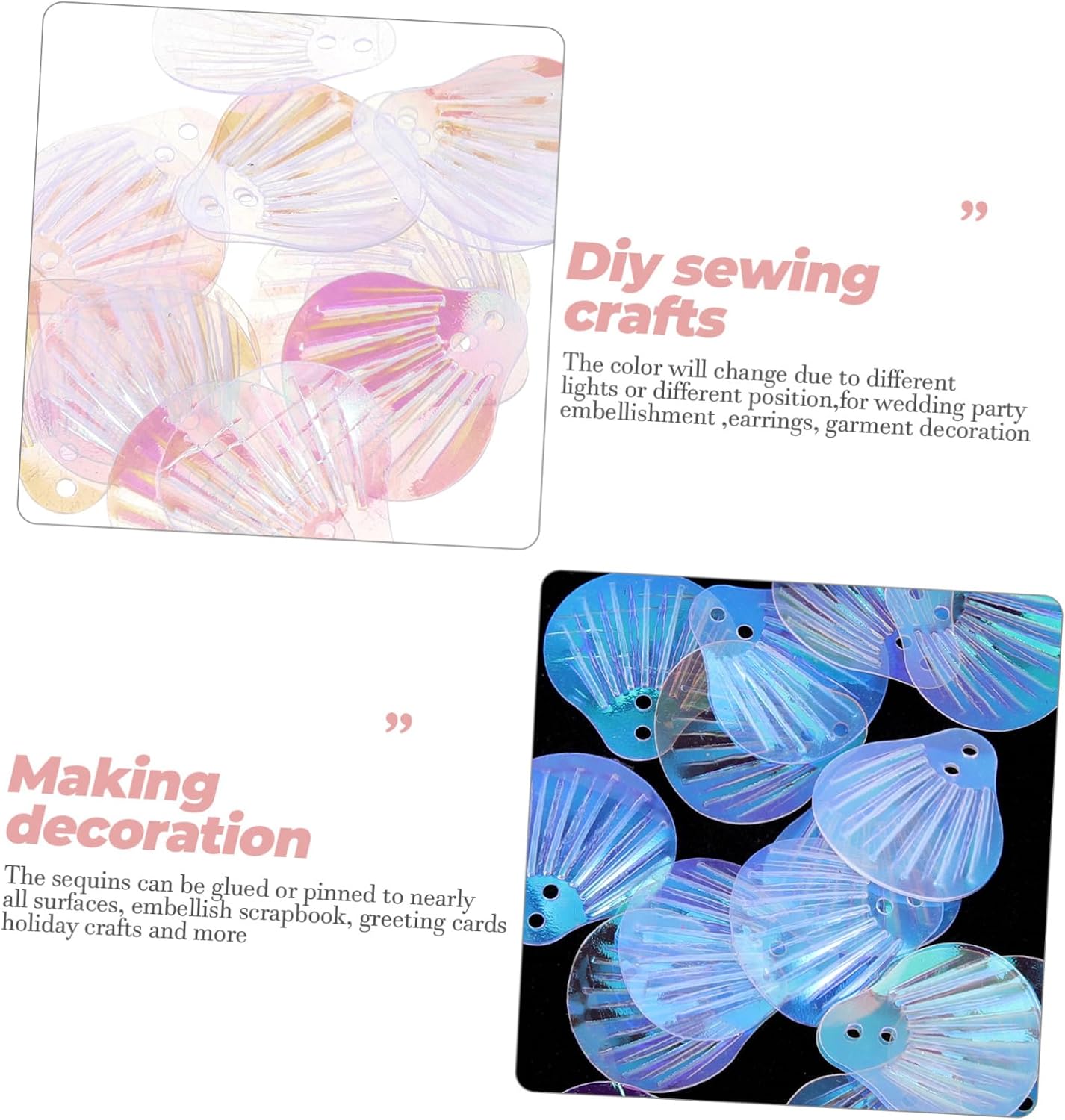 Sparkling Shell Loose Sequins with Holes for DIY Sewing Crafts