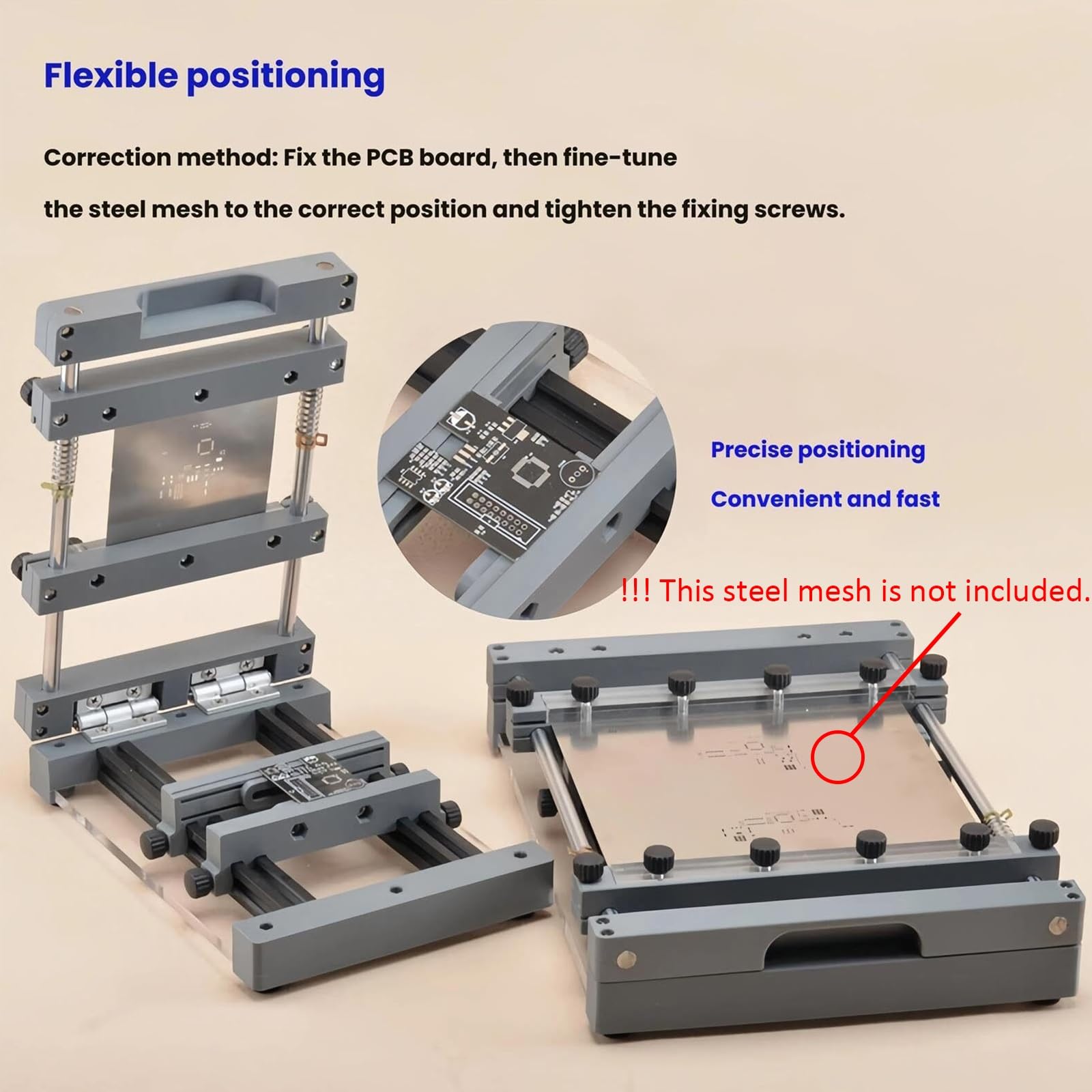 Genérico Impresora Manual de Plantilla de Pasta de Soldadura, Mesa con Raspador de 80 mm, Fijación Múltiple para Pequeñas Empresas