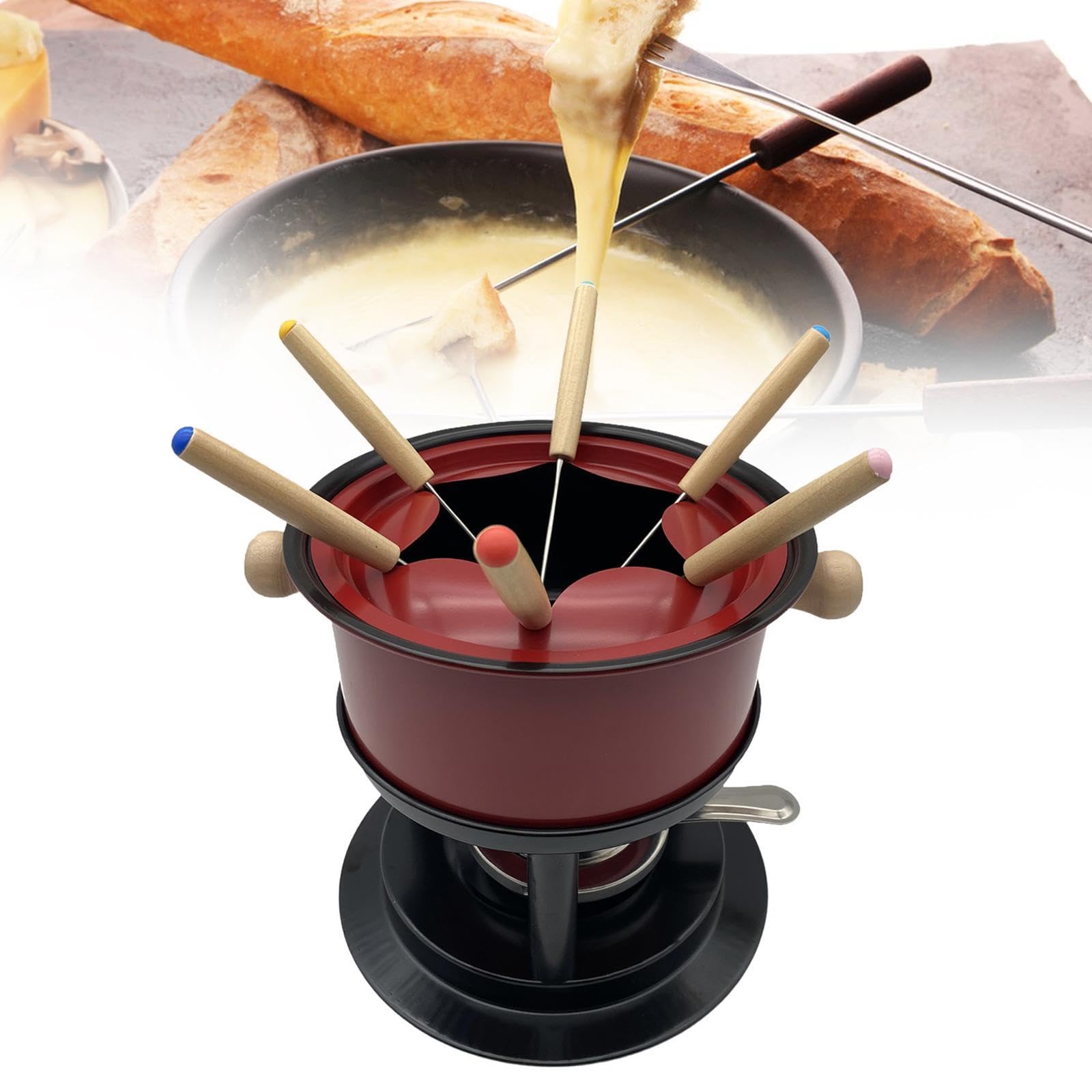 Qectial Fonduetopf, Fondue Set, Robustes Käse Fondue Set, Fonduetopf, Fonduetopf Set für Desserts, Fleisch, Hochzeiten, Outdoor Feste