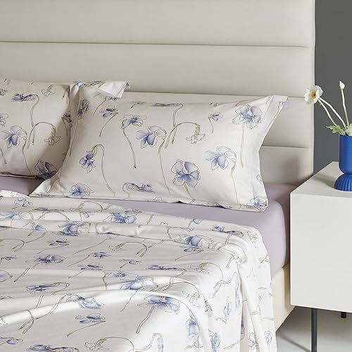Miniatura 2 de MIDO HOUSE Juego de sábanas de algodón egipcio tamaño King, juego de sábanas florales de 600 hilos, sábanas de lujo de percal de fibra larga, juego