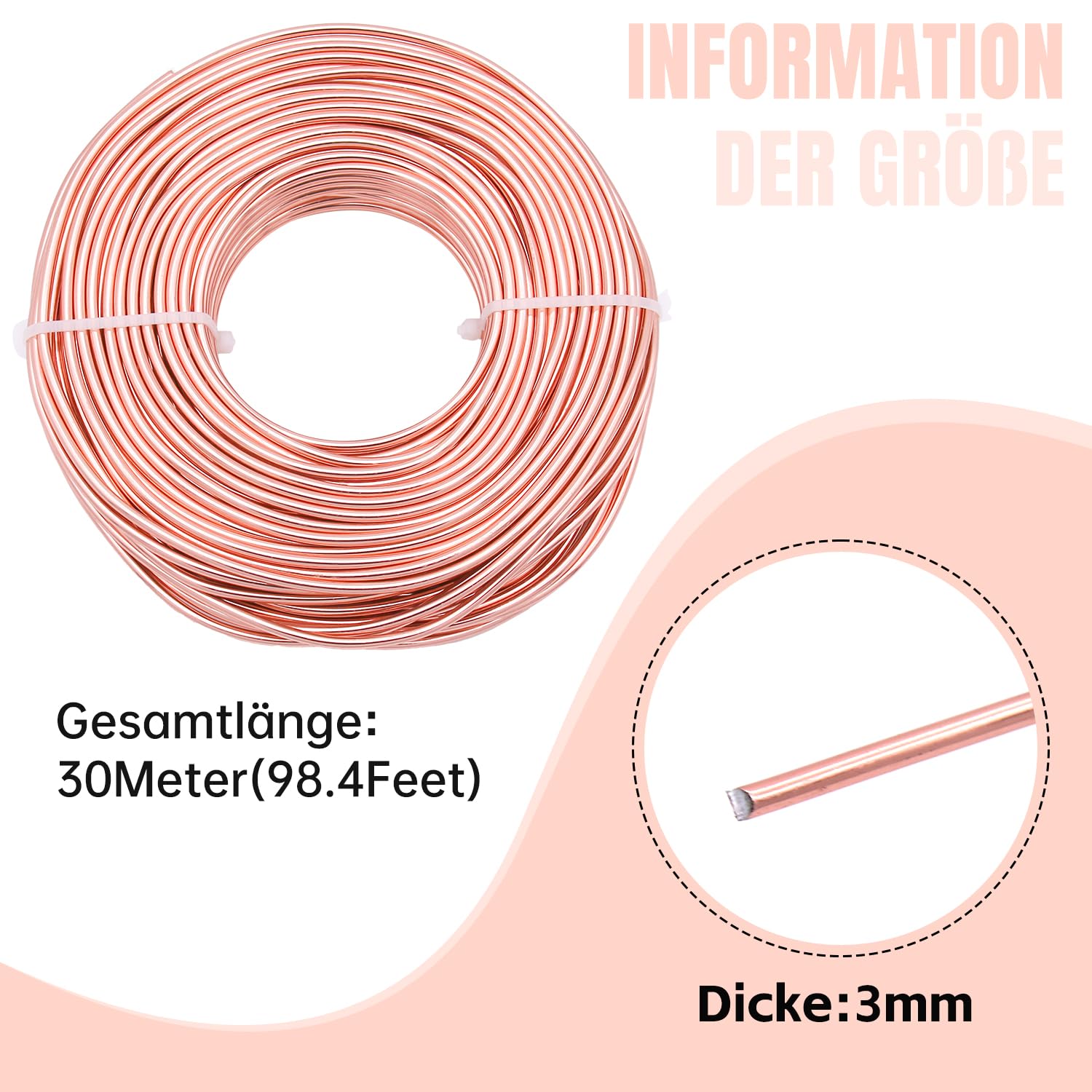 Uxney Aluminum Craft Wire,9 Gauge Champagne Wire for Jewelry Making DIY Crafts & Floral Design, Soft Bendable Metal Wire - Image 2