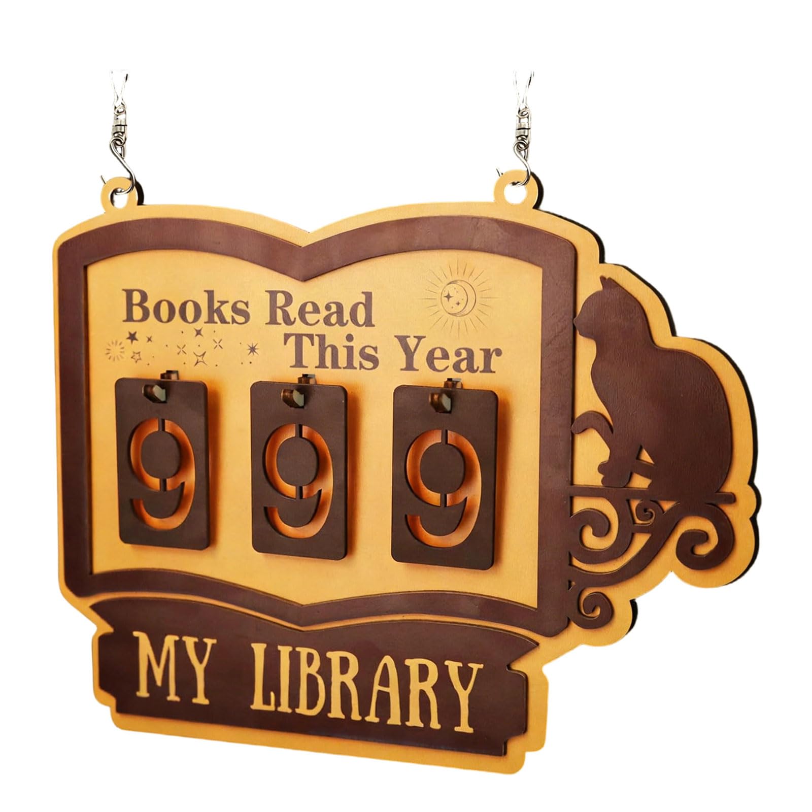 Books Read This Year Counter, Personality Book Trackers Sign, Book Lover Gift Bookshelf Decors Ornament for Library Decors Counter Trackers Sign