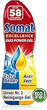 Somat Excellence Duo Power Gel (58 Washes) Dishwasher Detergent for Radiantly Clean Dishes, Also in the Eco Program & at Low Temperatures, Lemon & Lime