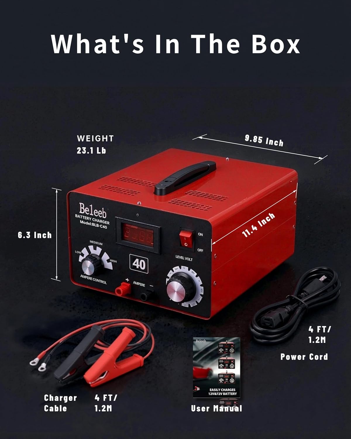 Beleeb Multi-Voltage Battery Charger 12V 24V 36V 48V 60V 72V for LiFePO4, Lithium Batteries, High Voltage Pulse Desulfator for Lead-Acid, for Car, Golf Cart, RV, Marine, Boat - Image 8