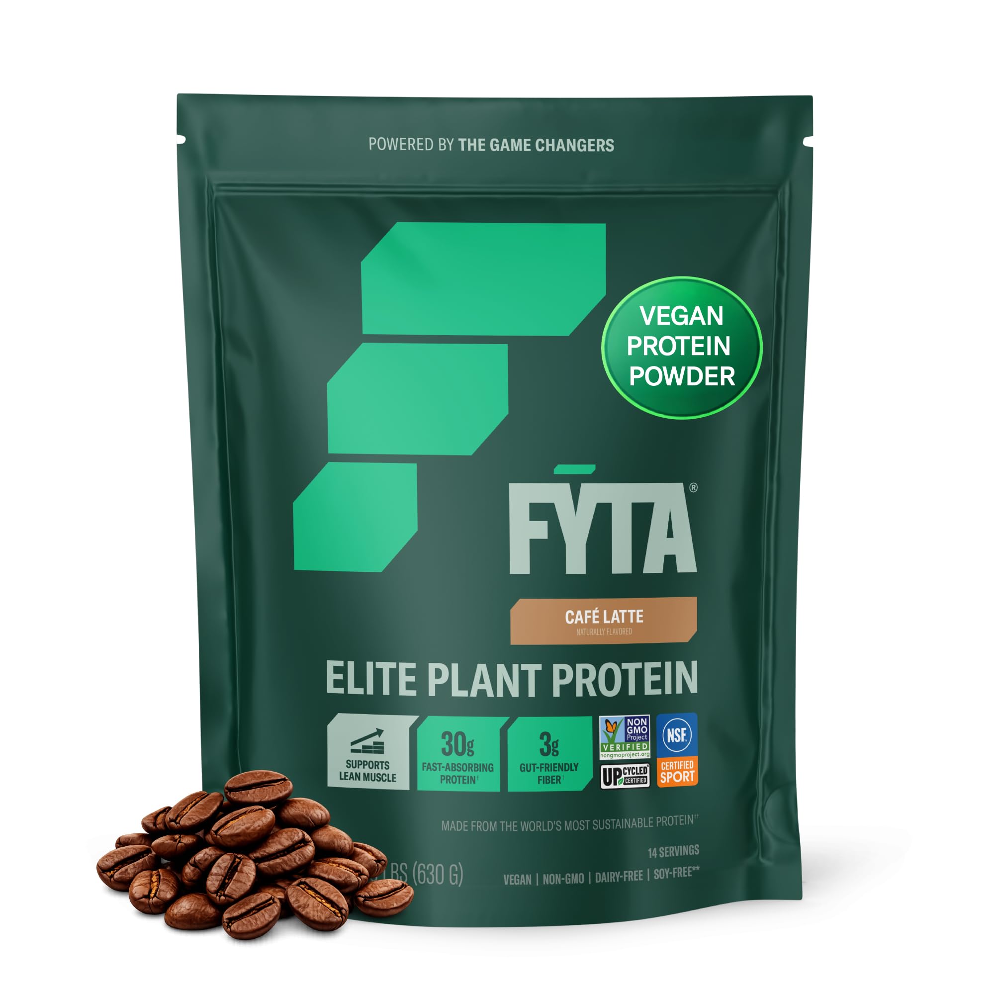 FYTA Vegan Protein Powder - Plant Based Protein Powder with Better Taste &amp; Texture Than Whey Protein - 30g Non-GMO &amp; Dairy Free Protein Powder Vegan - Protein Powder for Women &amp; Men - Cafe Latte 630g