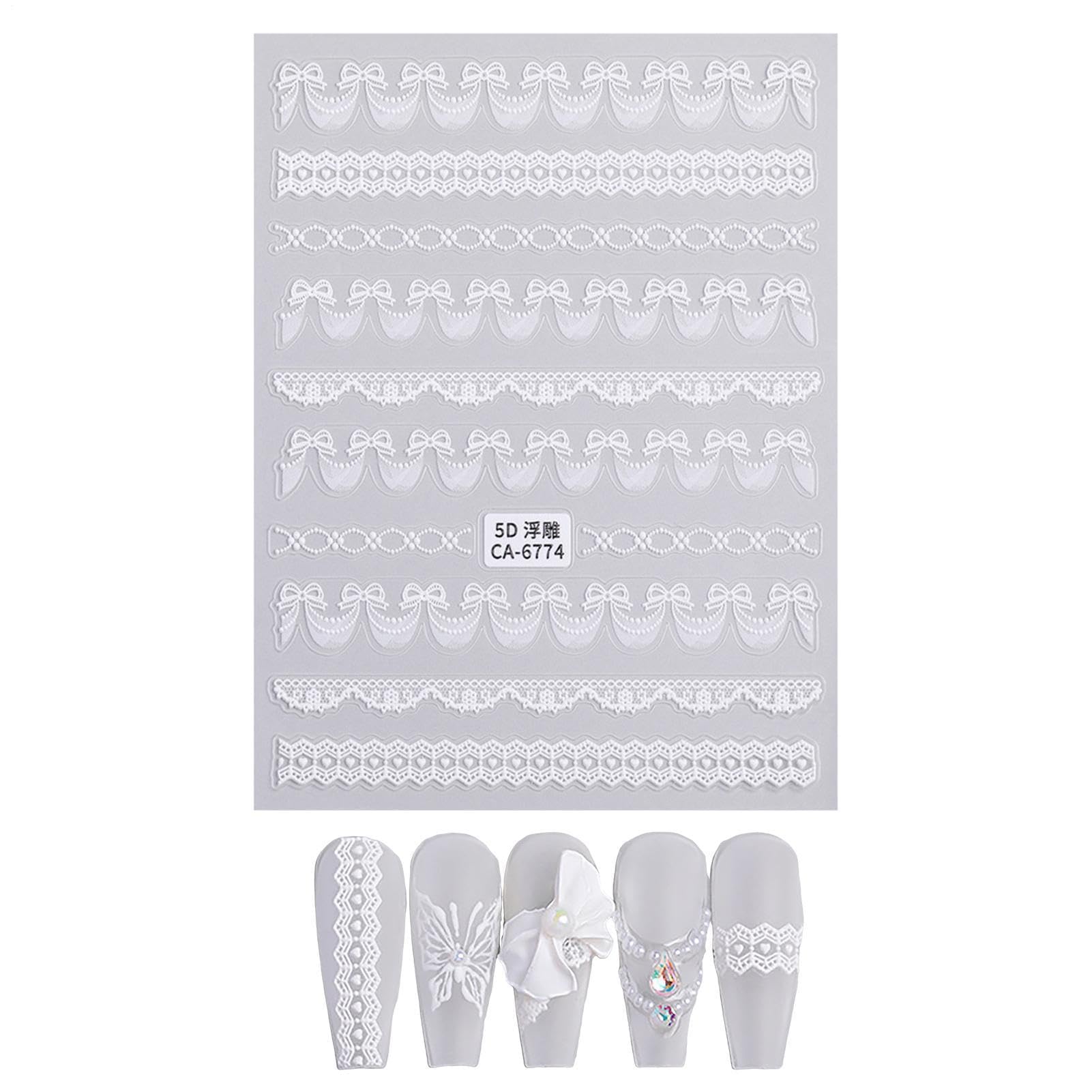 Muiltvoe Lace Nail Decals,Cute Stickers,3D Lace Nail Foil | for Home Salon Beginners Fingernail DIY Women Manicure Decoration