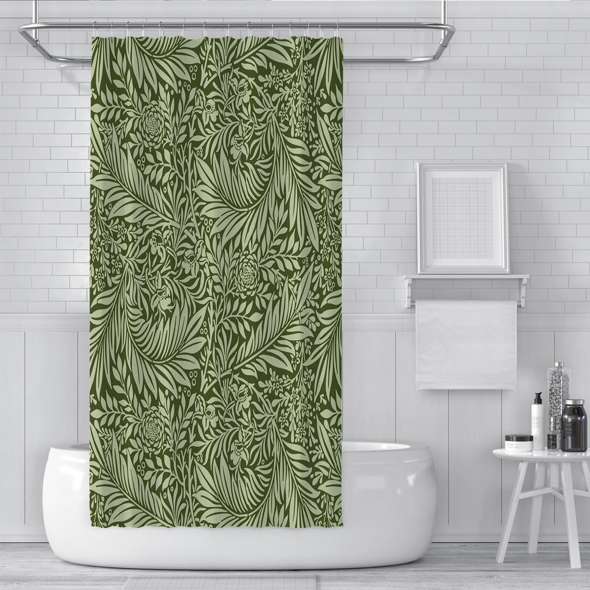 Cortina de Ducha Estilo Morris Maravilla Verde Oscuro 150x180cm