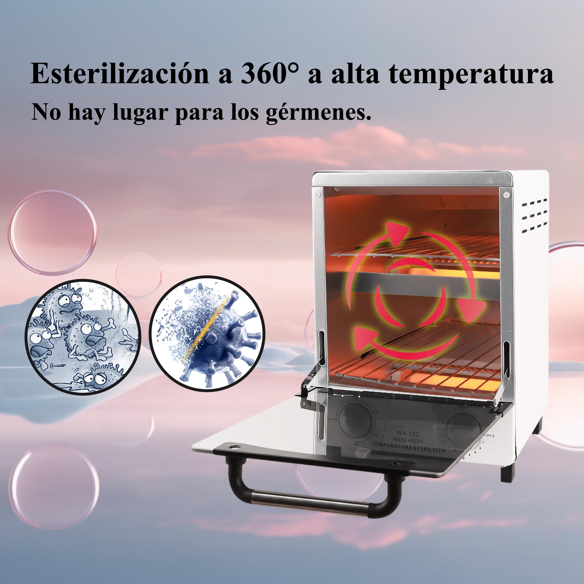 Esterilizador de aire caliente de 12 litros, esterilizador doble de calor seco, autoclave de infrarrojos de 250 grados con temporizador, para salones dentales y de uñas, Peluquerías